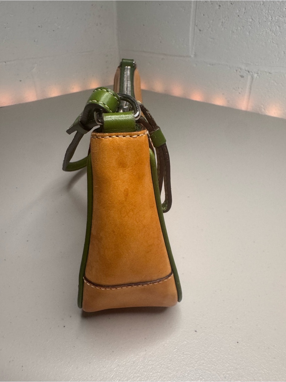 Vintage 2002 Coach Vachetta Demi 6239 Tan Green Leather Shoulder Bag Purse - Picture 5 of 14